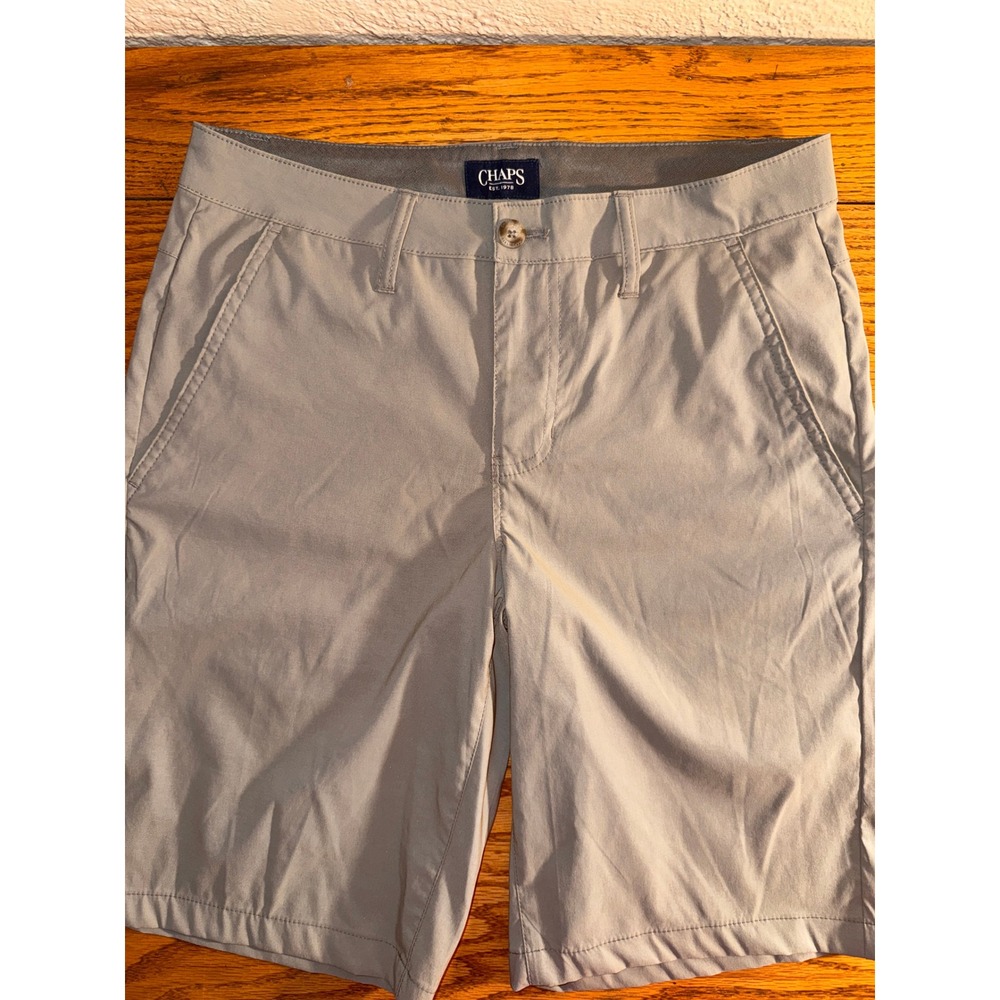 Chaps Mens Shorts Gray Regular Fit Size 30 Nylon Spandex Casual Chino Shorts